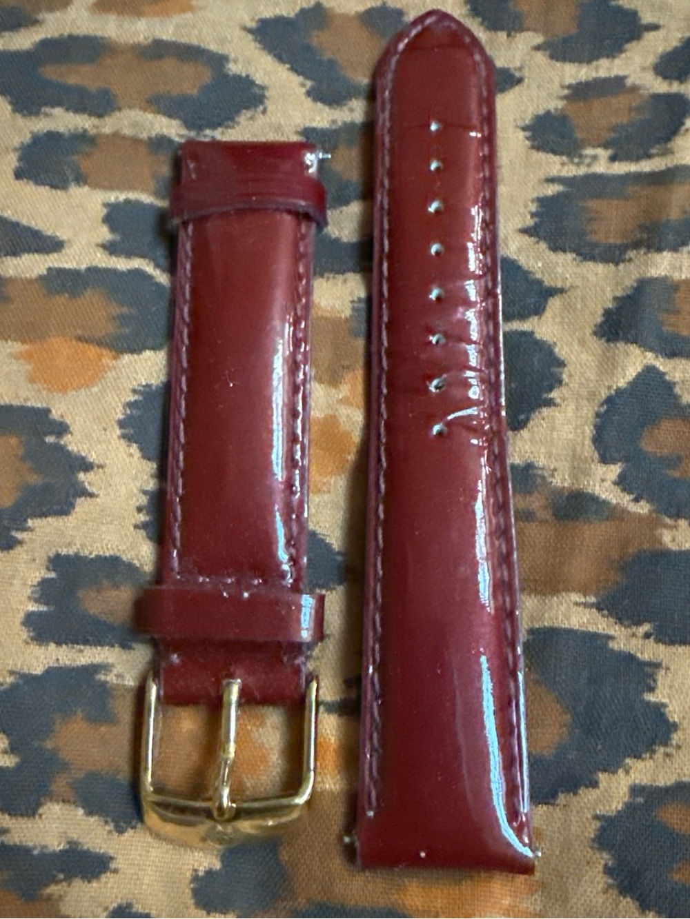 My Michelle Burgundy Patent Leather Watch Strap with Gold Buckle